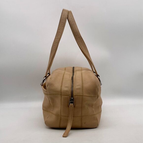 Chanel Beige Square Quilted Caviar Leather LAX Bowler Bag - Picture 3 of 13